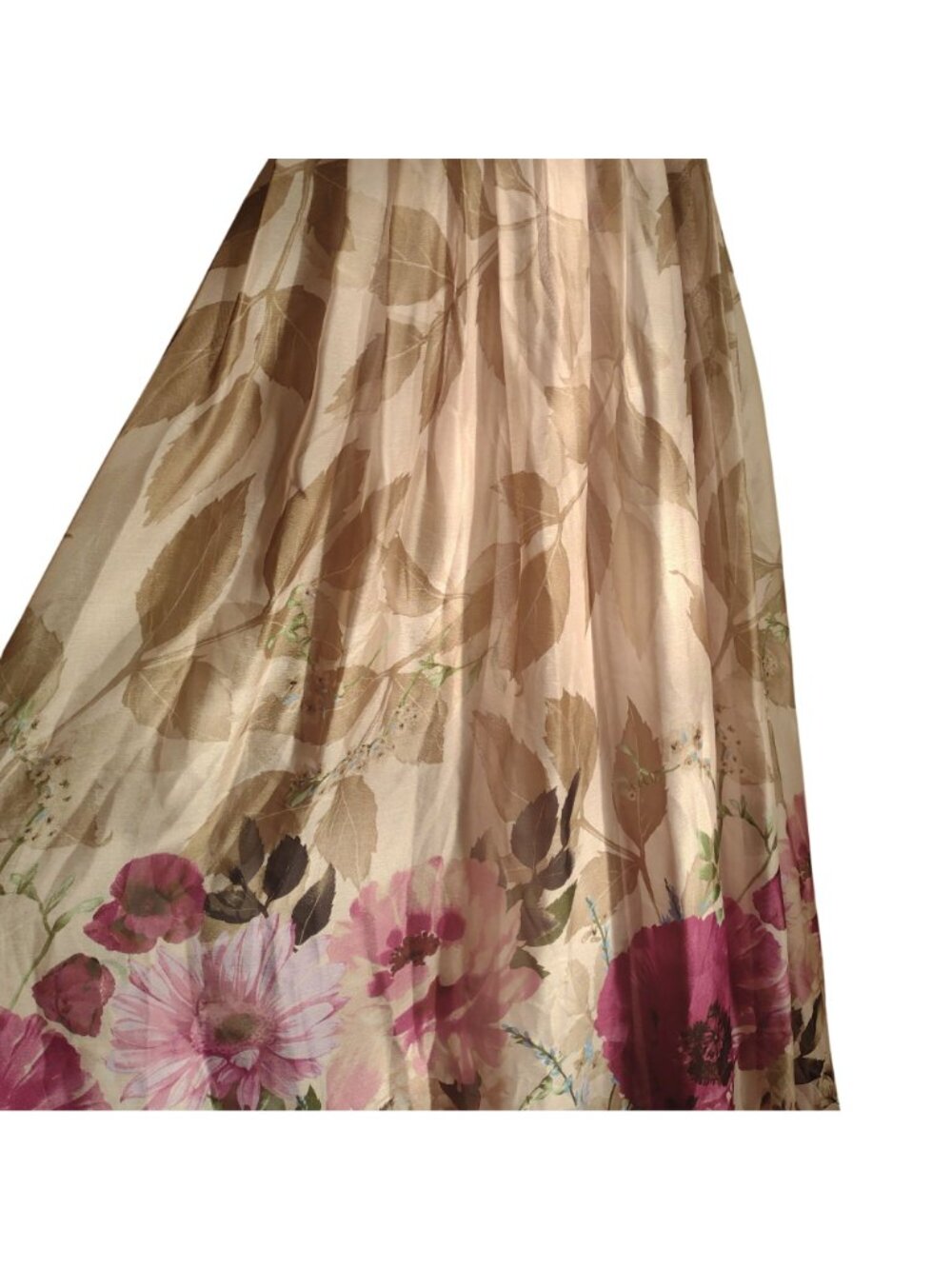 Adrianna Papell Floral Chiffon Formal Dress 12 Beige Magenta Glam Prom Dress - Picture 7 of 12